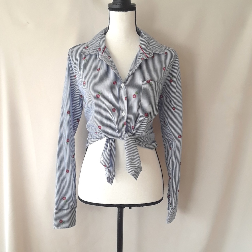 IZOD Retro Stripe and Flower Button Down Shirt